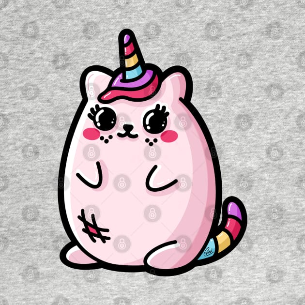 Caticorn Pink Rainbow Cat-Unicorn Kawaii Cutie by CyndiCarlson